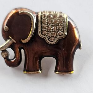 VTG Bronze Enamel Elephant Pin Brooch 